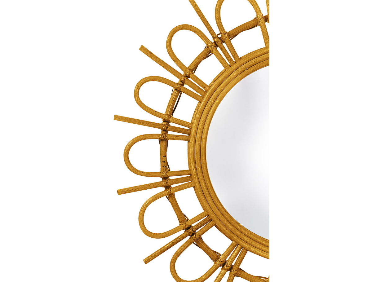 Buy Wall Mirror - Boho Bali Round Design (60 cm) - Uli Natural wood 60053 in the United Kingdom
