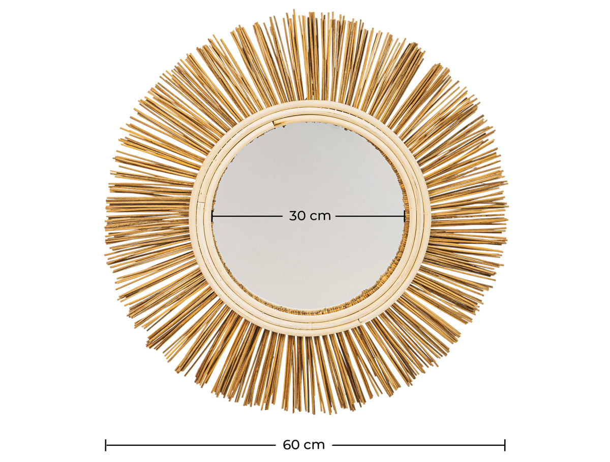 Buy Wall Mirror - Boho Bali Round Design (60 cm) - Tera Natural wood 60055 home delivery