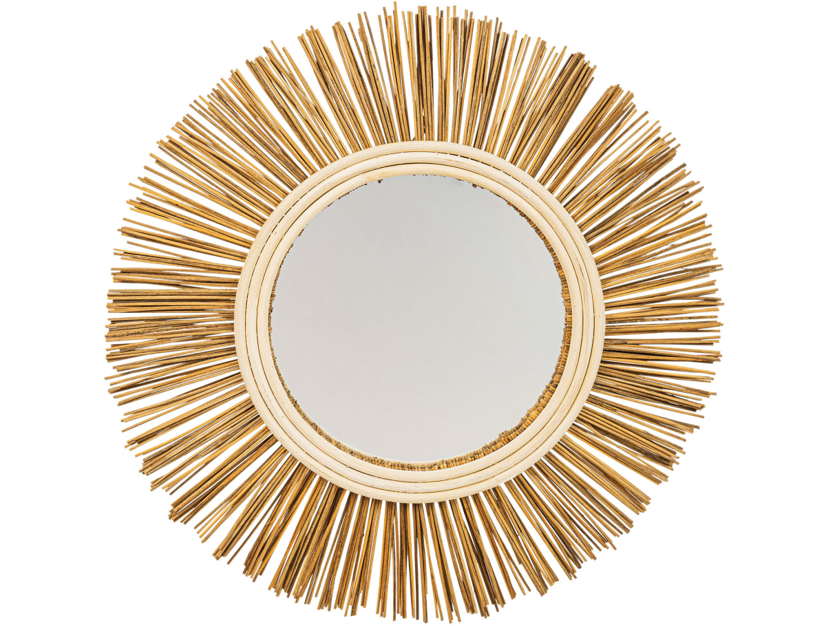 Buy Wall Mirror - Boho Bali Round Design (60 cm) - Tera Natural wood 60055 - in the UK