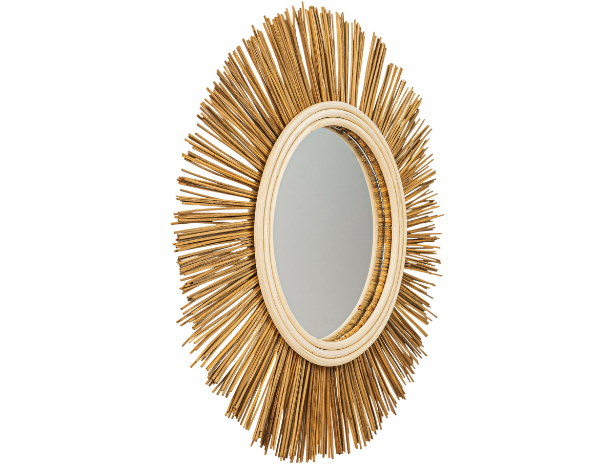 Buy Wall Mirror - Boho Bali Round Design (60 cm) - Tera Natural wood 60055 - prices