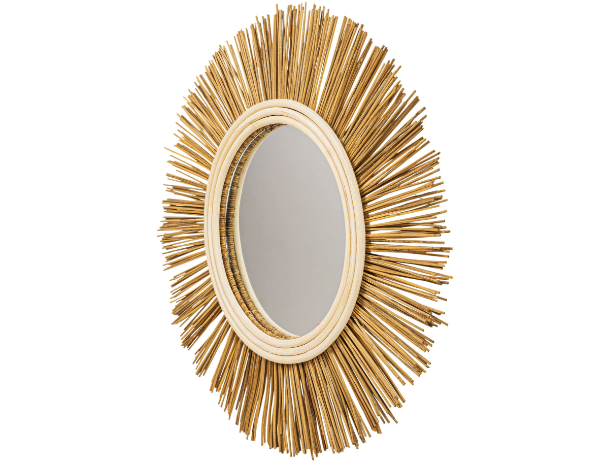 Buy Wall Mirror - Boho Bali Round Design (60 cm) - Tera Natural wood 60055 at MyFaktory