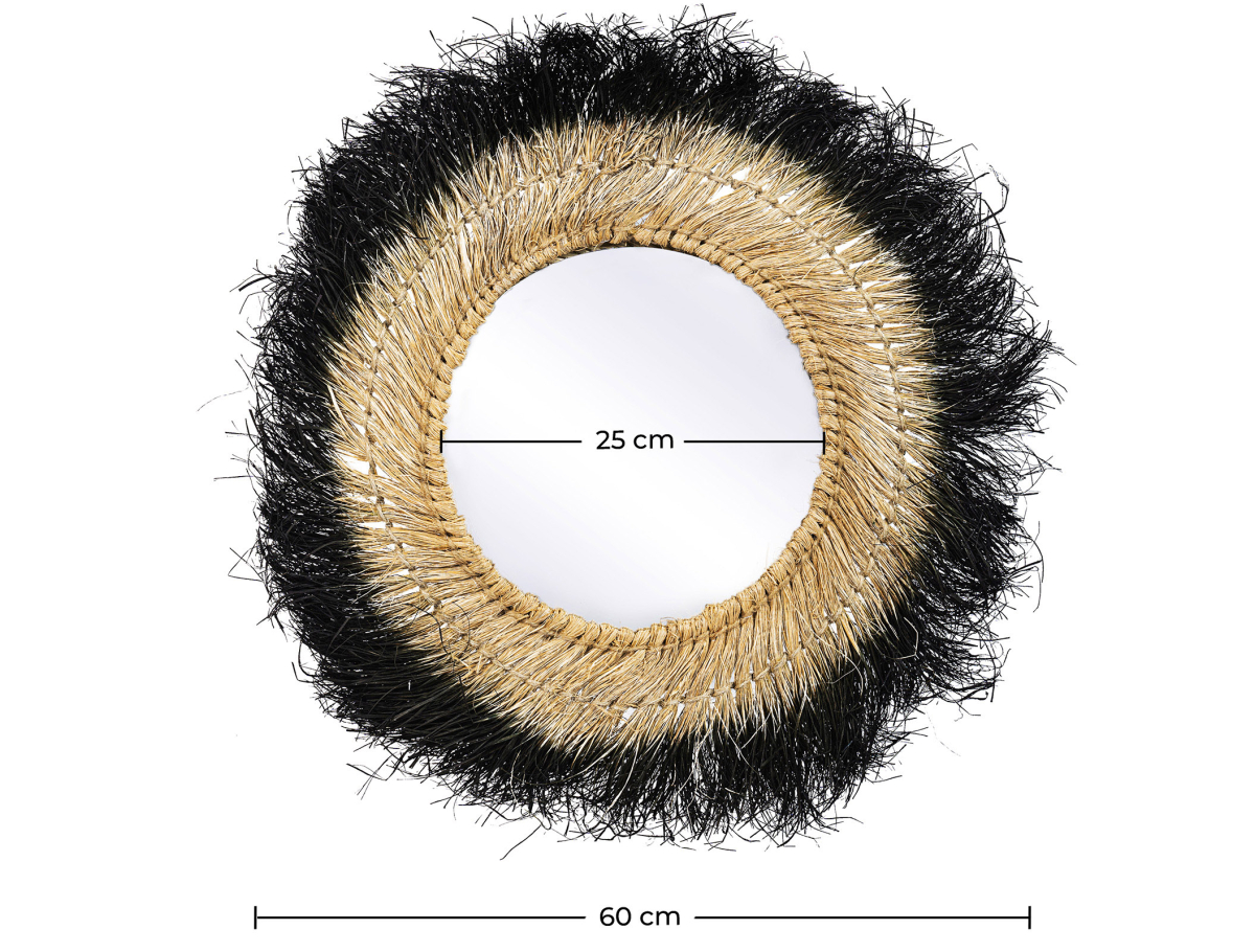 Buy Wall Mirror - Boho Bali Round Design (60 cm) - Melu Natural wood 60059 in the United Kingdom