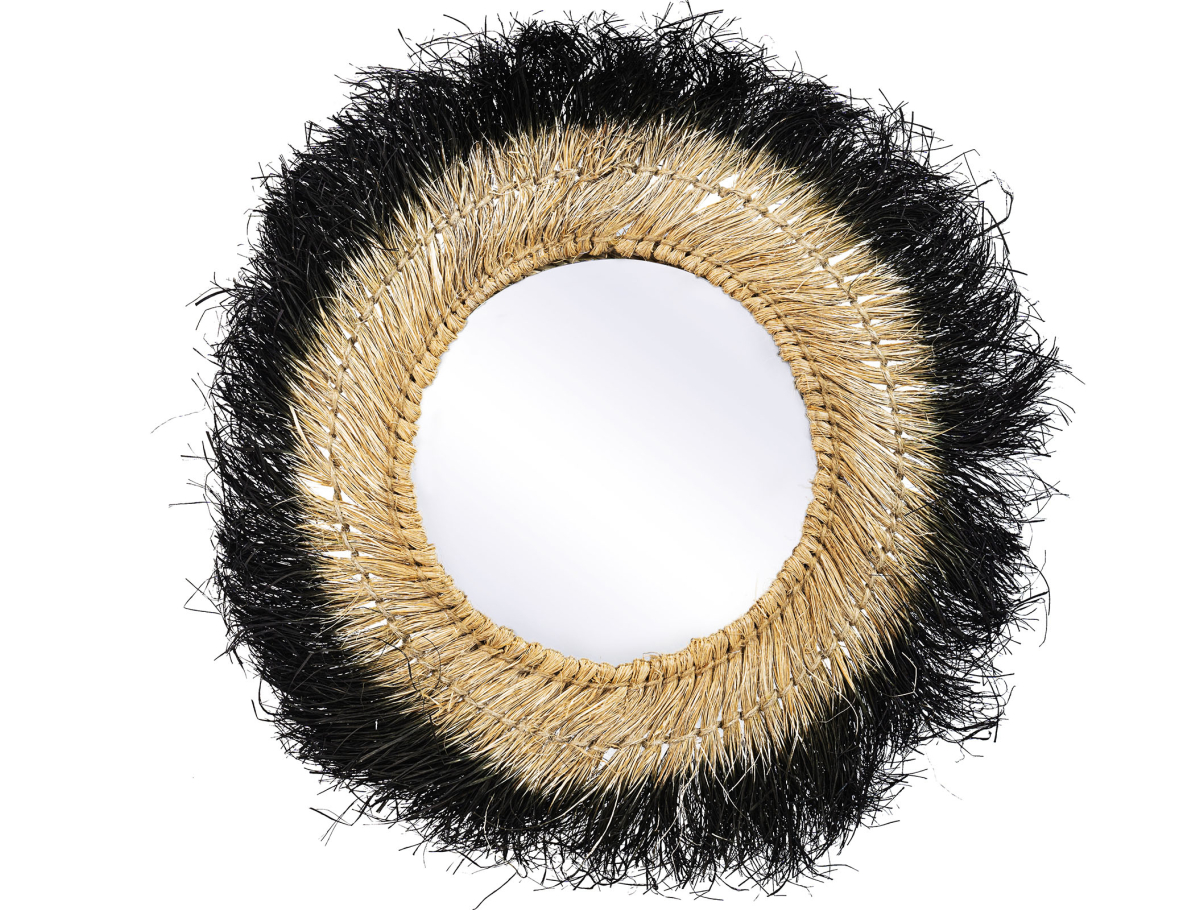 Buy Wall Mirror - Boho Bali Round Design (60 cm) - Melu Natural wood 60059 - in the UK
