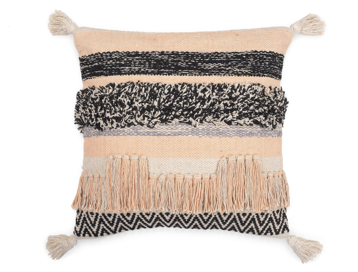 Buy Square Cotton Cushion in Boho Bali Style cover + filling - Ava Multicolour 60228 - in the UK