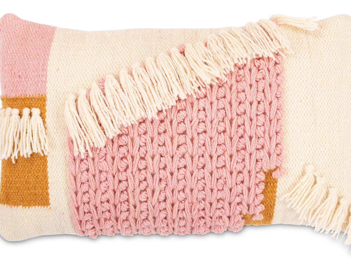 Buy Rectangular Cushion in Boho Bali Style, Wool cover + filling - Geraldine Pink 60231 - in the UK