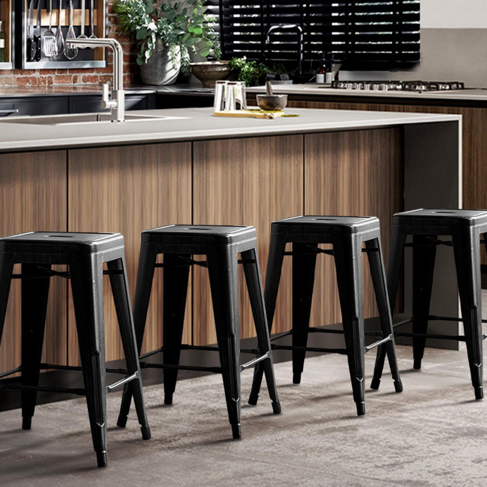 Buy Bistrot Metalix Stool  Matte Metal - 60cm - New edition Black 60324 with a guarantee