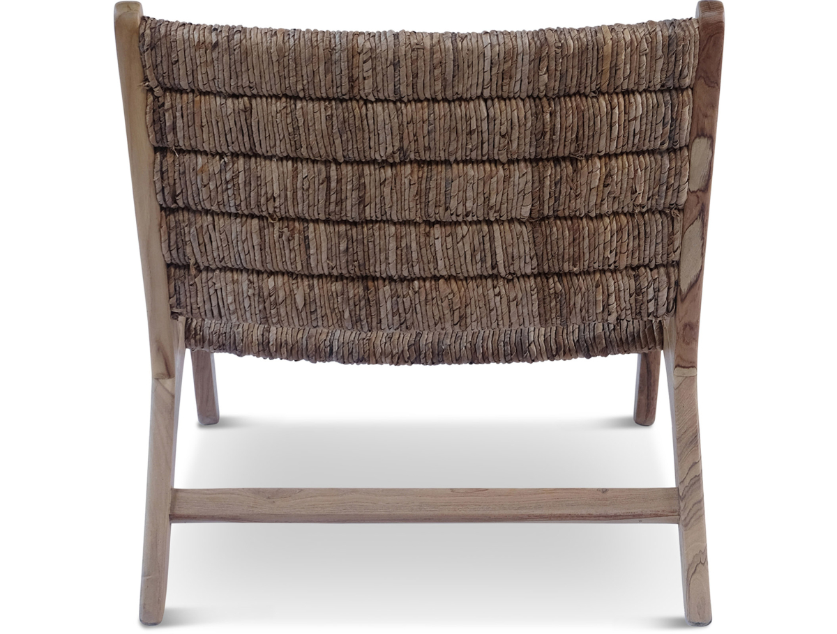 Buy Armchair in Boho Bali Style, Rattan and Teak Wood - Hewar Natural 60475 - in the UK