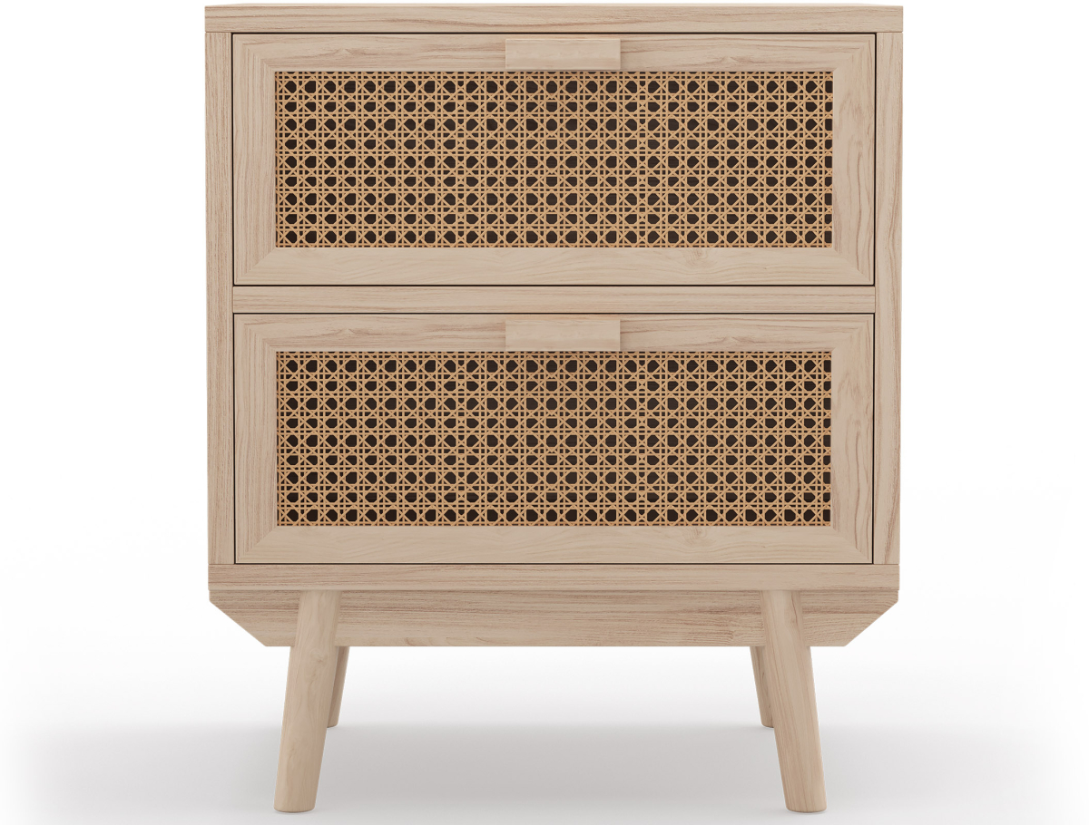 Buy Rattan Bedside Table with Drawers, Boho Bali Style - Wada Natural 60509 - in the UK