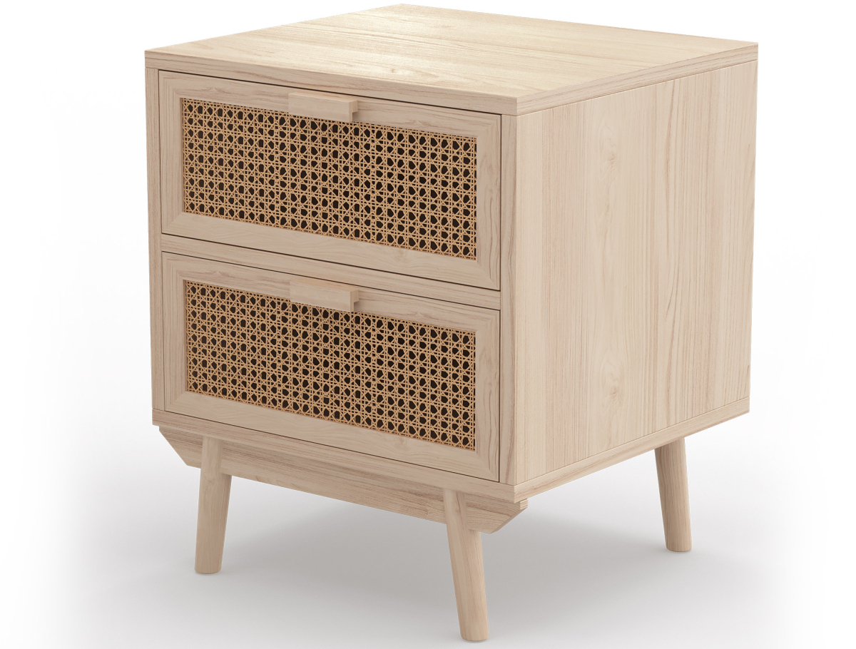 Buy Rattan Bedside Table with Drawers, Boho Bali Style - Wada Natural 60509 - prices