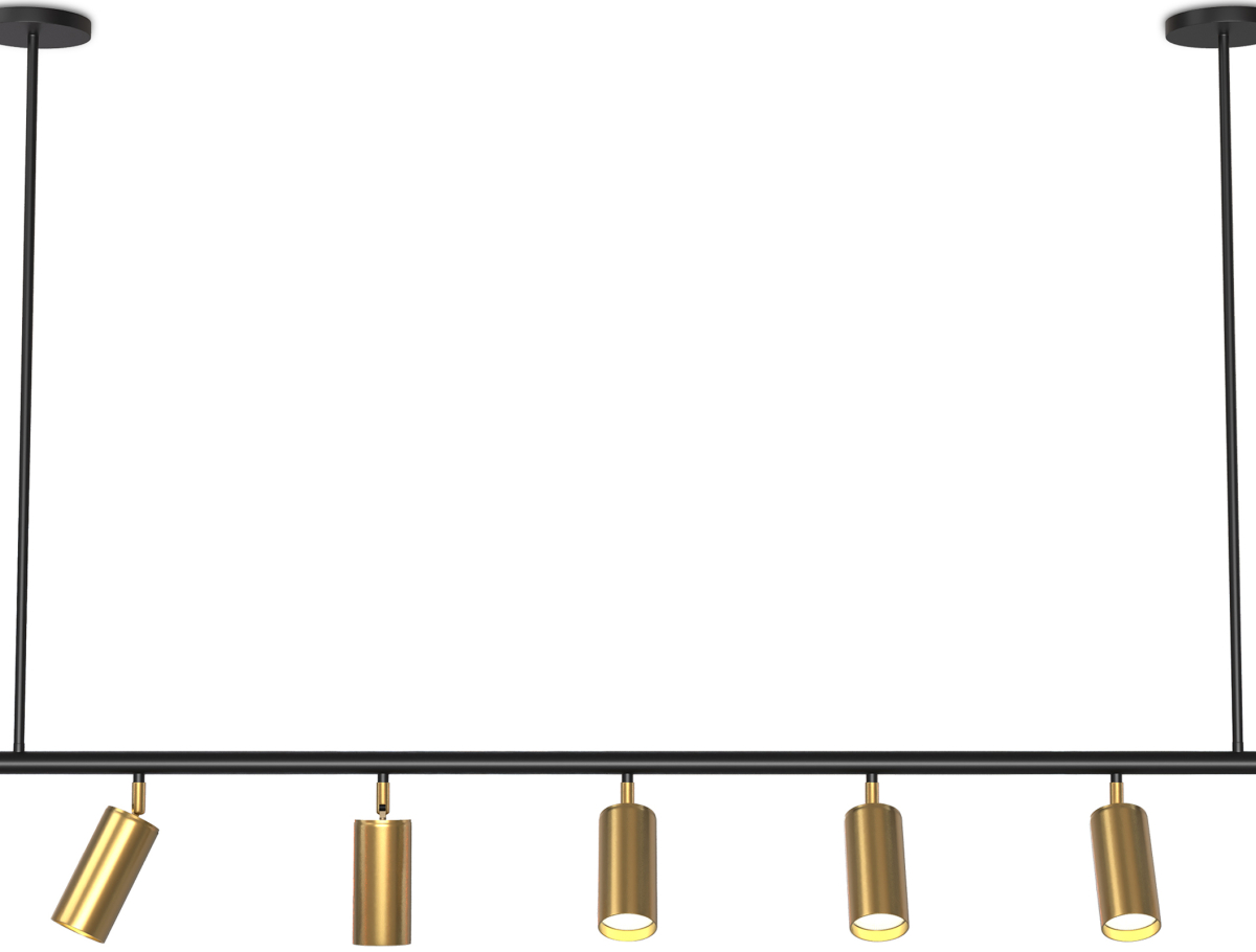 Buy Rail Ceiling Lamp - 7 Adjustable Gold Spotlights - 140CM - Lark Gold 60517 - in the UK