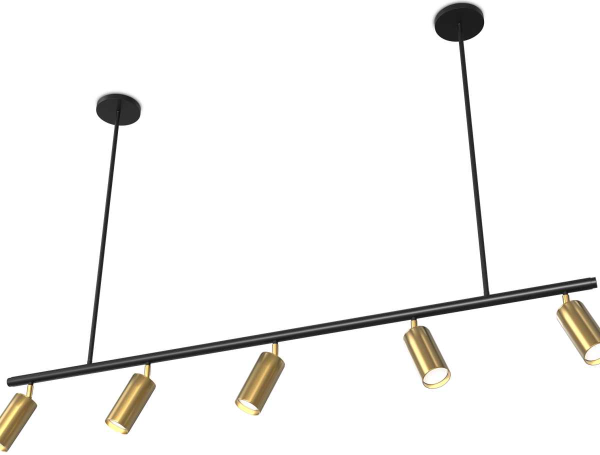Buy Rail Ceiling Lamp - 5 Adjustable Gold Spotlights - 110CM - Lark Gold 60518 in the United Kingdom