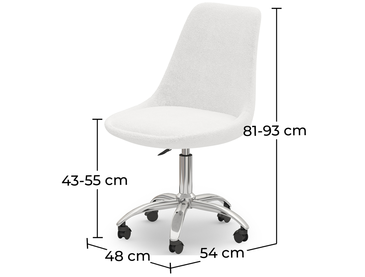 Buy Desk Chair with Wheels - White Boucle - Tulipe White 60615 home delivery