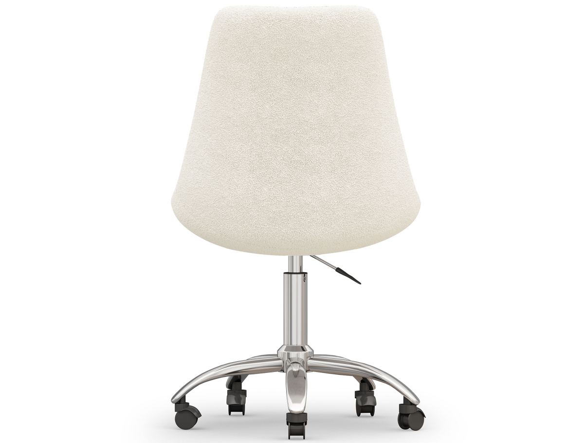 Buy Desk Chair with Wheels - White Boucle - Tulipe White 60615 in the United Kingdom