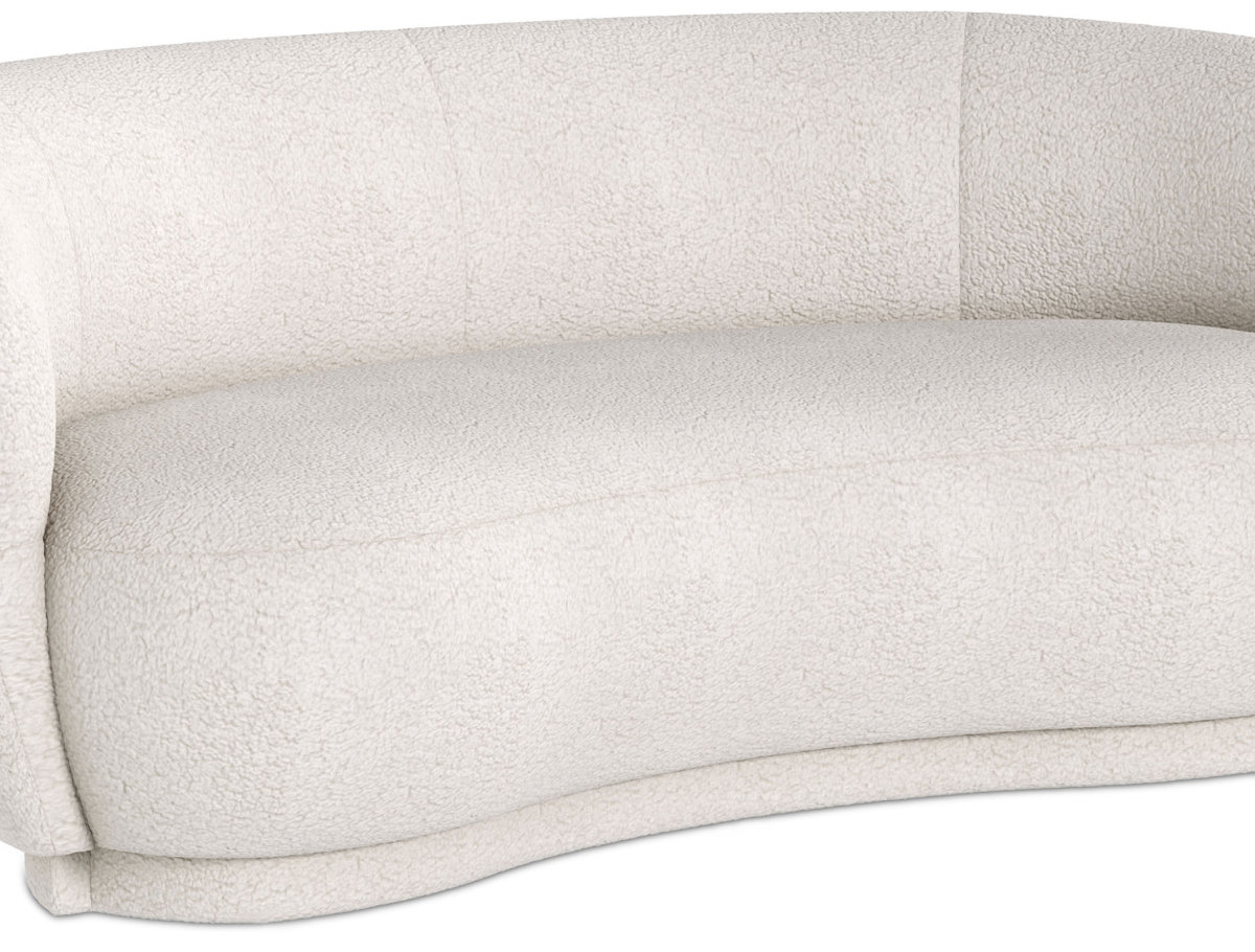 Buy Curved Sofa - 3 Seater - Boucle Fabric - Onda White 60628 at MyFaktory