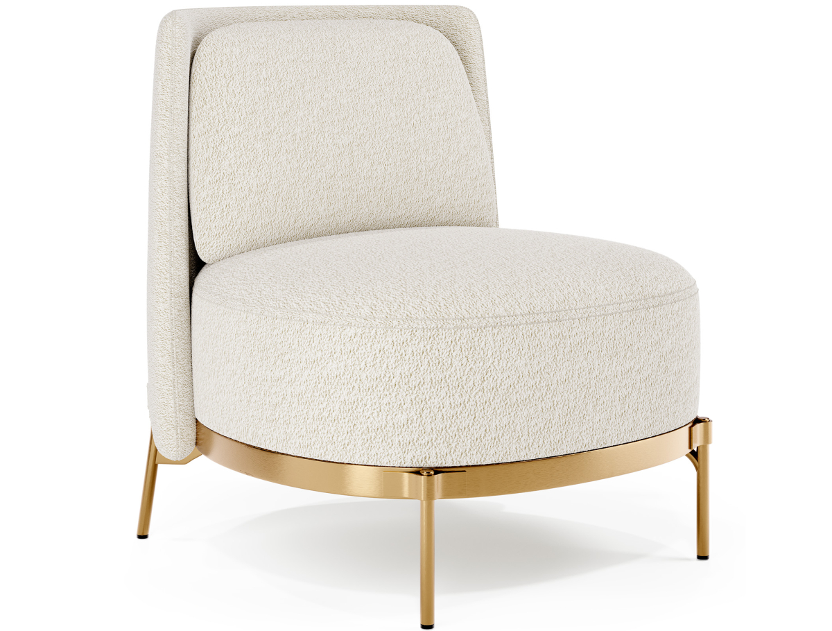 Buy Designer Armchair - Upholstered in Bouclé Fabric - Sabah White 61015 - prices