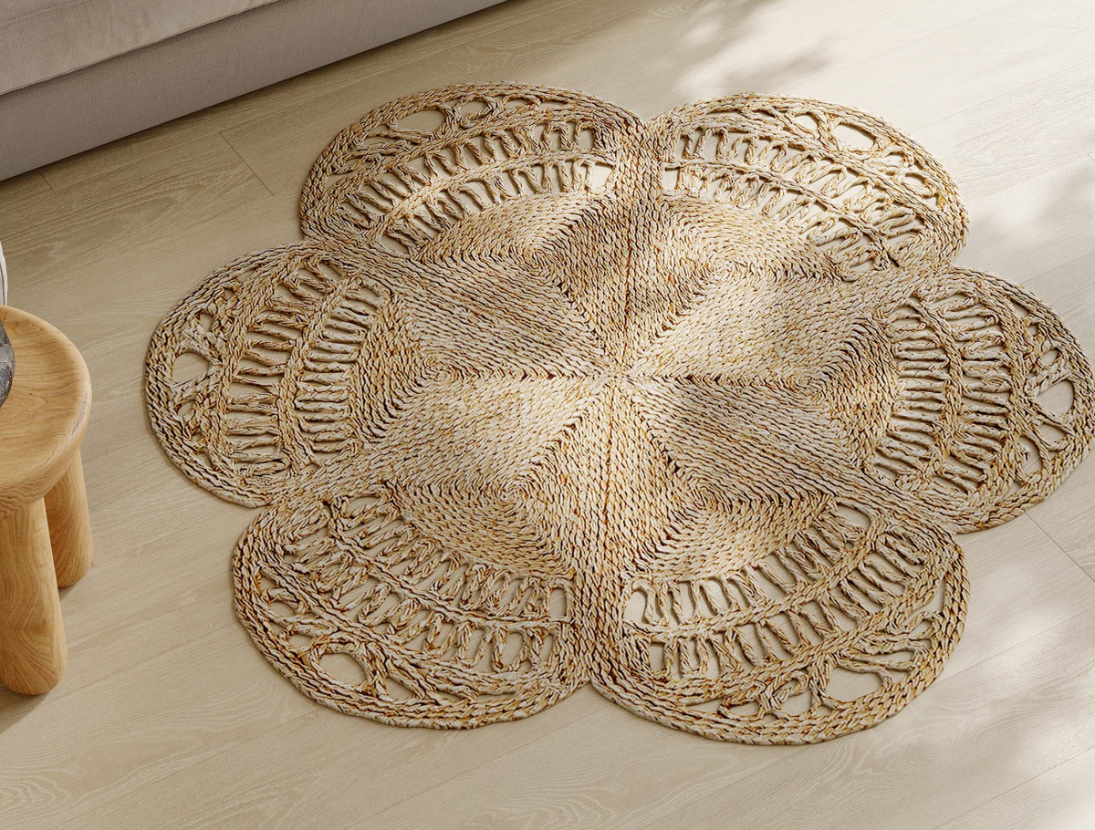 Buy Round Jute Rug - Boho Bali - 100 CM - Bacu Natural 61092 in the United Kingdom