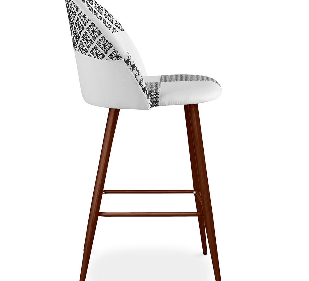 Buy Patchwork Upholstered Stool - Scandinavian Style - Black and White - 66cm - Bennett White / Black 61290 - prices