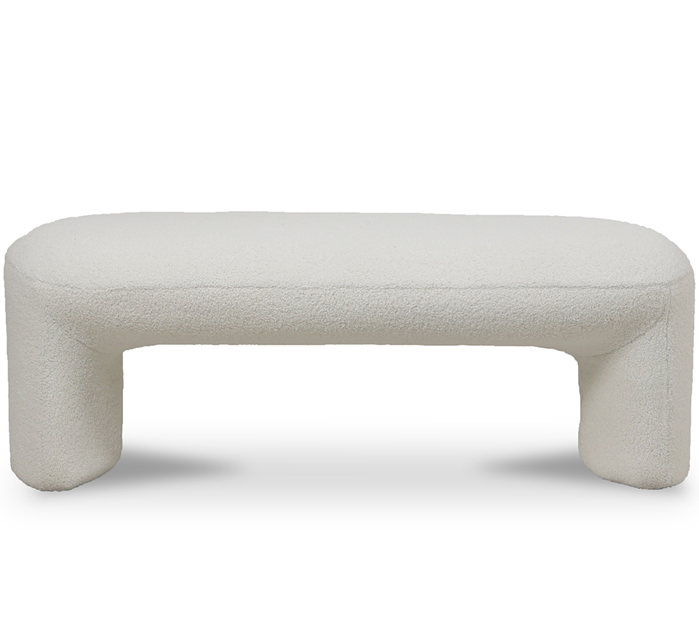 Buy Upholstered Bench in Bouclé Fabric - Loriel White 61307 - in the UK