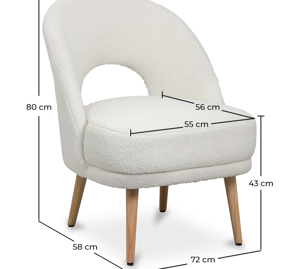 Buy Upholstered Dining Chair in Bouclé - Arka White 61298 - in the UK