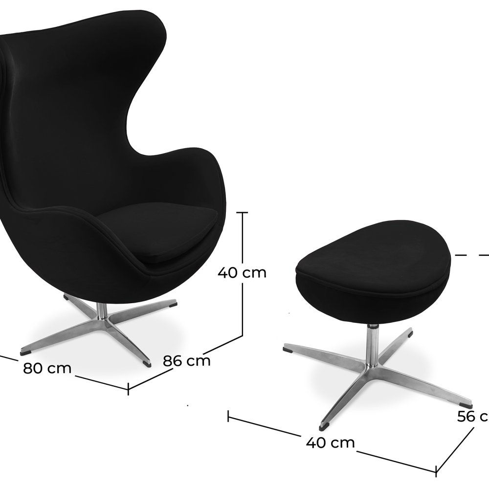 Buy Bold Chair with Ottoman - Fabric Black 13657 with a guarantee