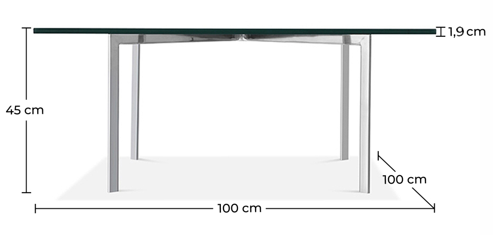 Buy City Coffee Table - Square - 19mm Glass Steel 13309 in the United Kingdom