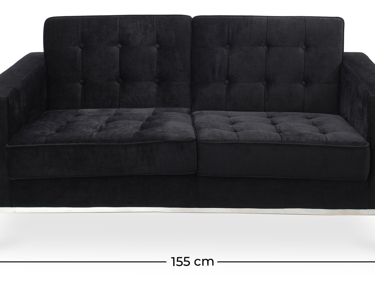Buy 2 seats Sofa Kanel - Fabric Black 13241 - prices