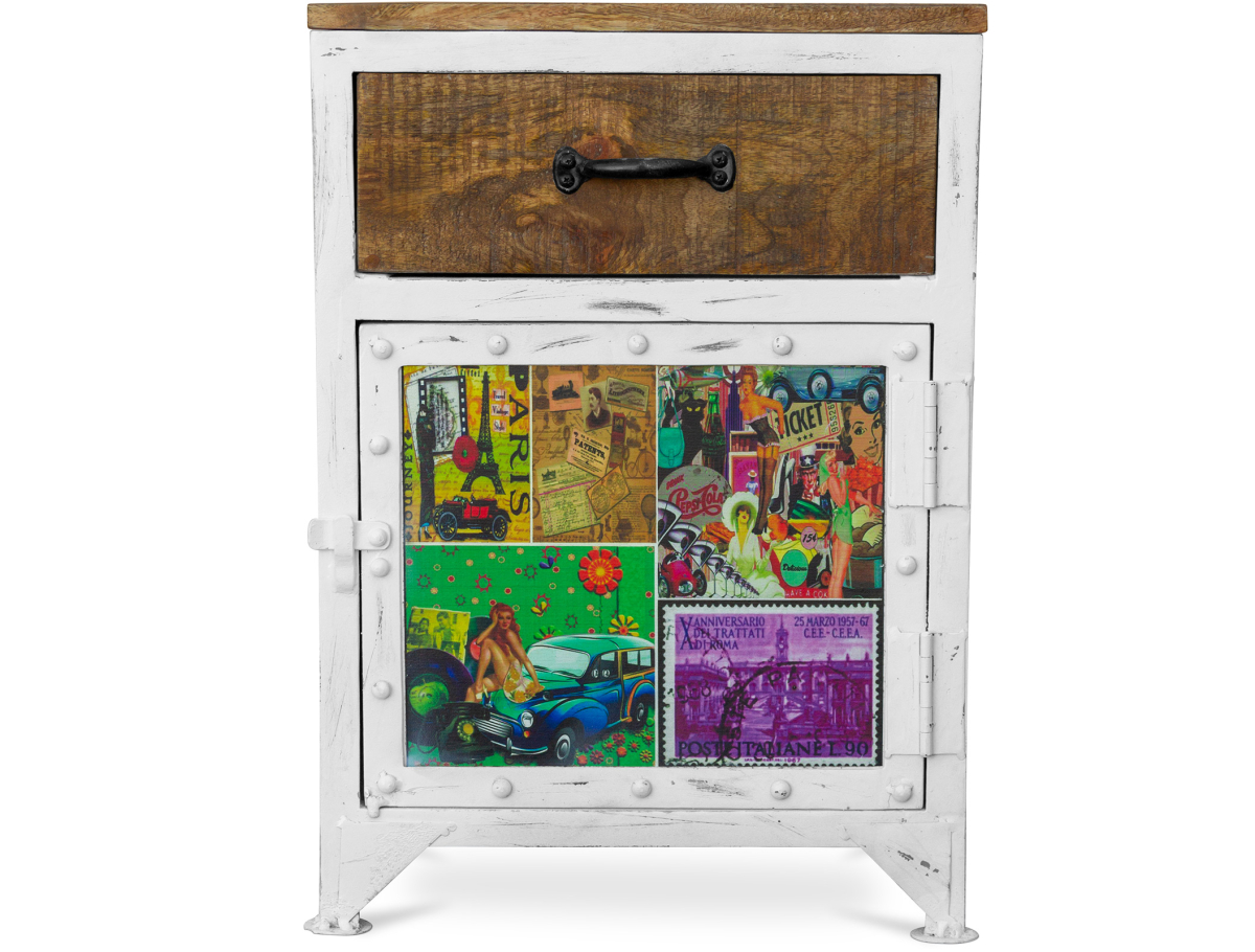 Buy Grange&Co Mango Bedside Table - Iron and Wood White 51299 - prices