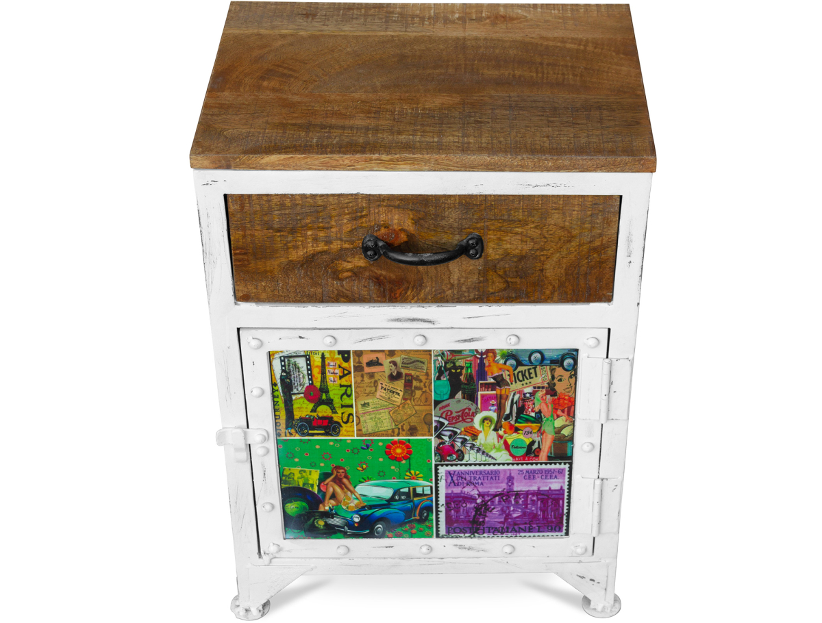 Buy Grange&Co Mango Bedside Table - Iron and Wood White 51299 at MyFaktory
