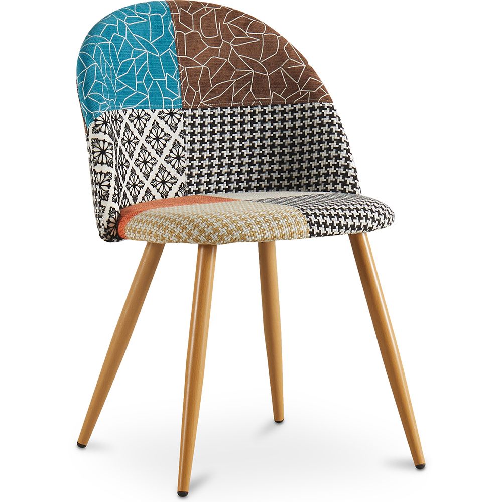  Buy Dining Chair Accent Patchwork Upholstered Scandi Retro Design Wooden Legs - Bennett Amy Multicolour 59933 - in the UK