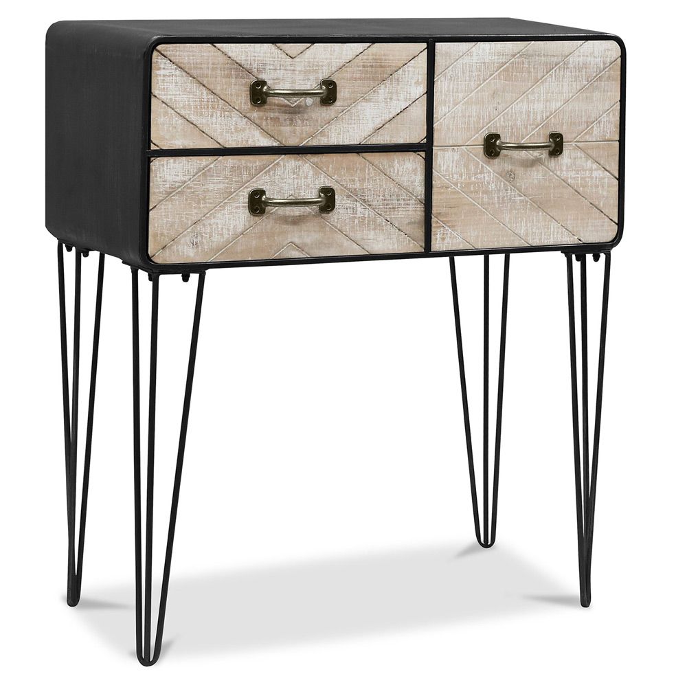  Buy Metal Sideboard - Industrial Design - 3 Drawers - Carson Natural wood 58863 - in the UK