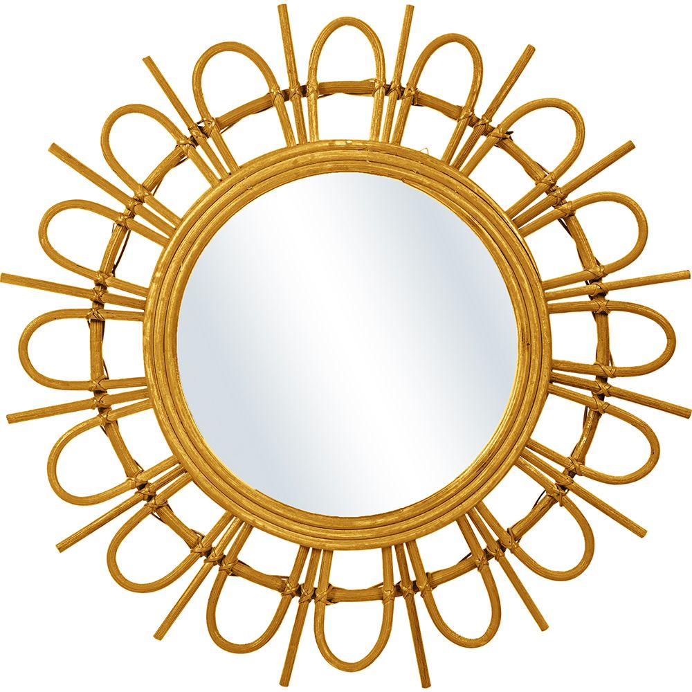  Buy Wall Mirror - Boho Bali Round Design (60 cm) - Uli Natural wood 60053 - in the UK