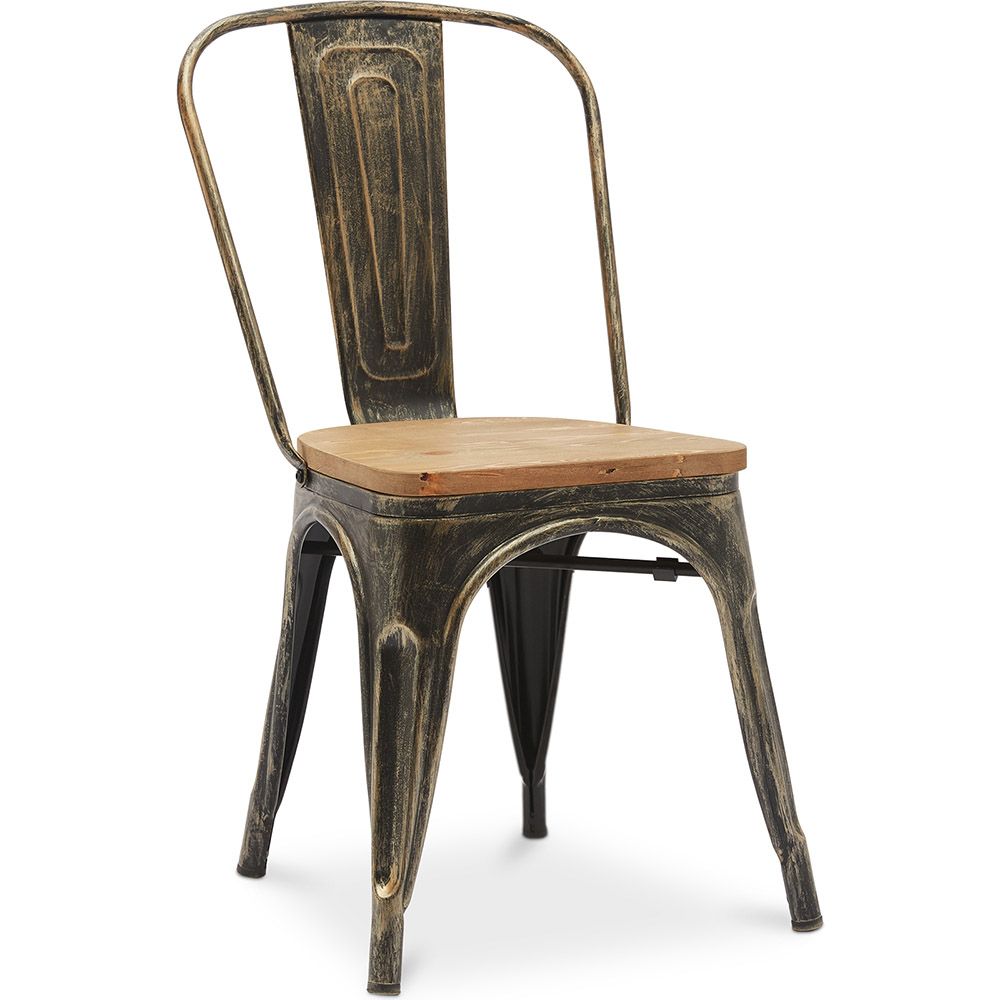  Buy Dining Chair Bistrot Metalix Industrial Metal and Light Wood - New Edition Metallic bronze 60123 - in the UK
