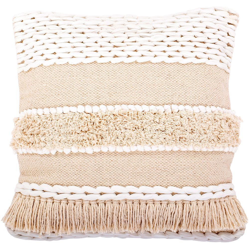  Buy Square Cotton Cushion in Boho Bali Style cover + filling - Hera White 60183 - in the UK