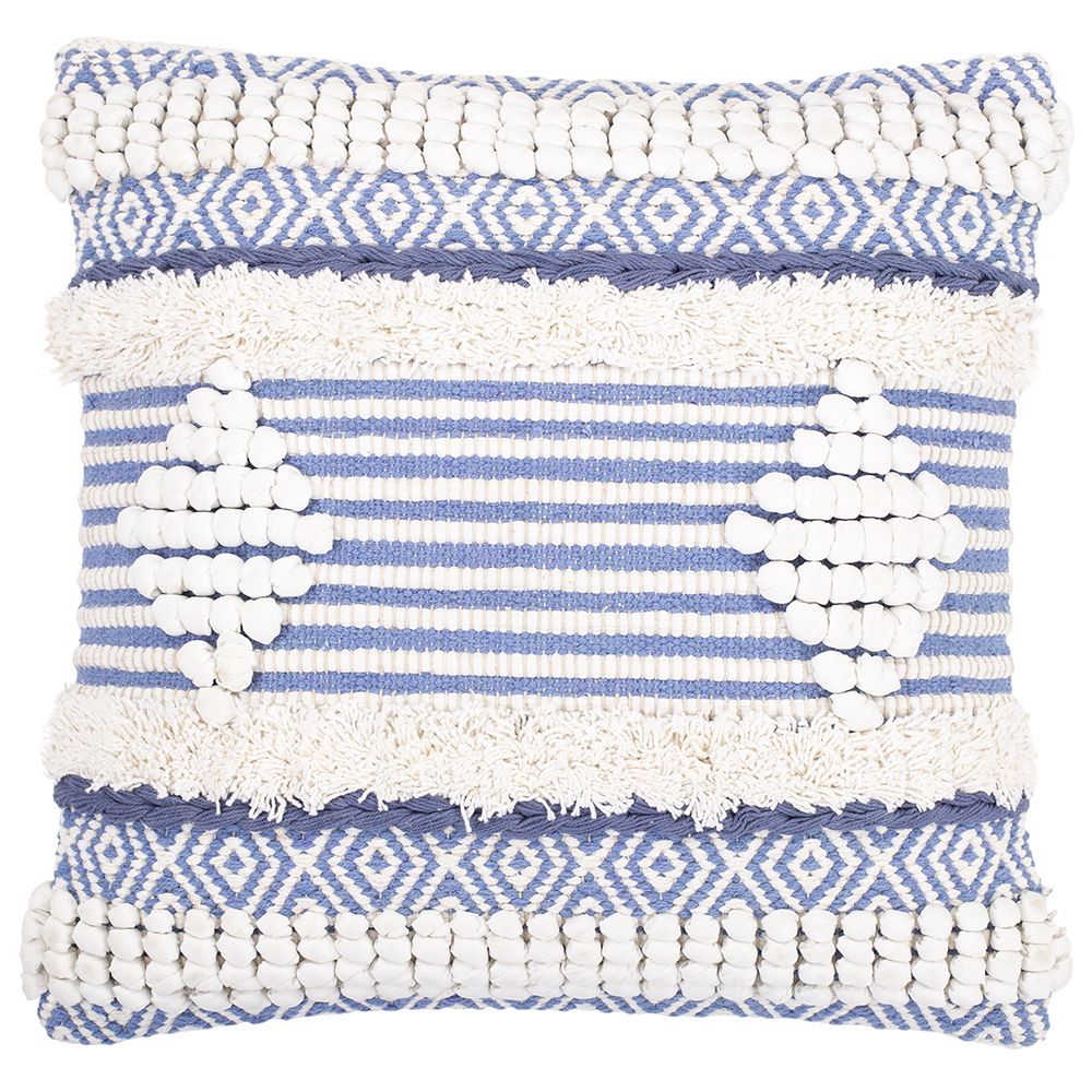  Buy Square Cotton Cushion in Boho Bali Style cover + filling - Luna Blue 60187 - in the UK