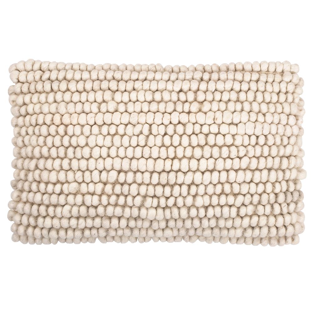  Buy Rectangular Cushion in Boho Bali Style, Wool cover + filling - Samantha White 60196 - in the UK