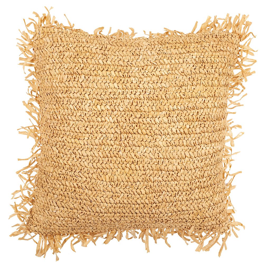  Buy Square Boho Bali Cushion, Raffia cover + filling - Alizon Natural 60197 - in the UK