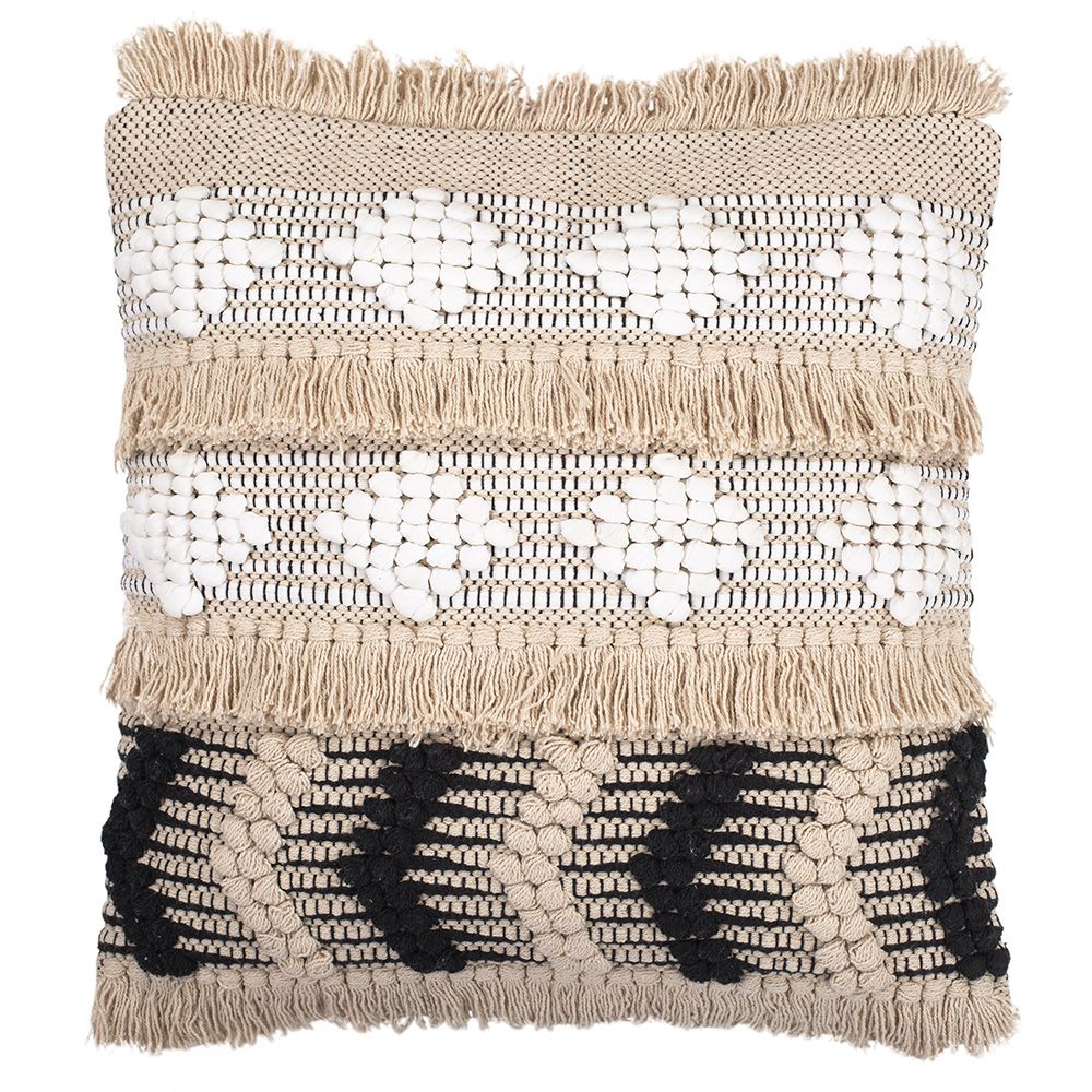  Buy Square Cotton Cushion in Boho Bali Style cover + filling - Wenda Black 60202 - in the UK