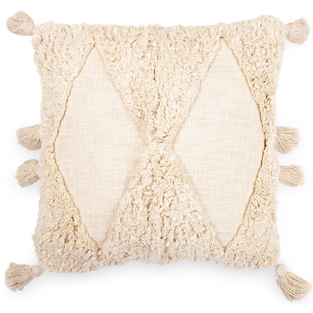  Buy Square Cotton Cushion in Boho Bali Style cover + filling - Laily White 60216 - in the UK