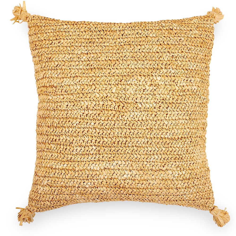  Buy Square Boho Bali Cushion, Raffia cover + filling - Carol Cream 60217 - in the UK