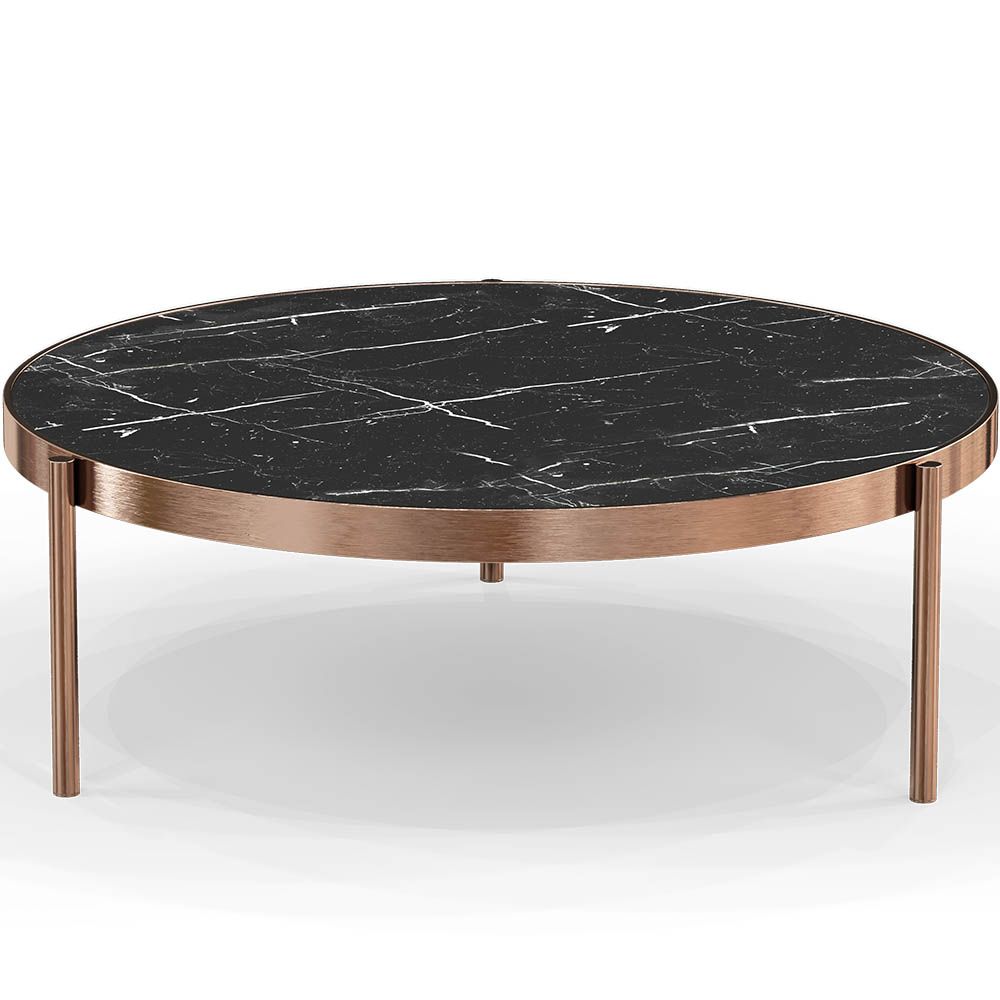  Buy Black Marble Coffee Table - 50cm Diameter - Louy Black 61093 - in the UK