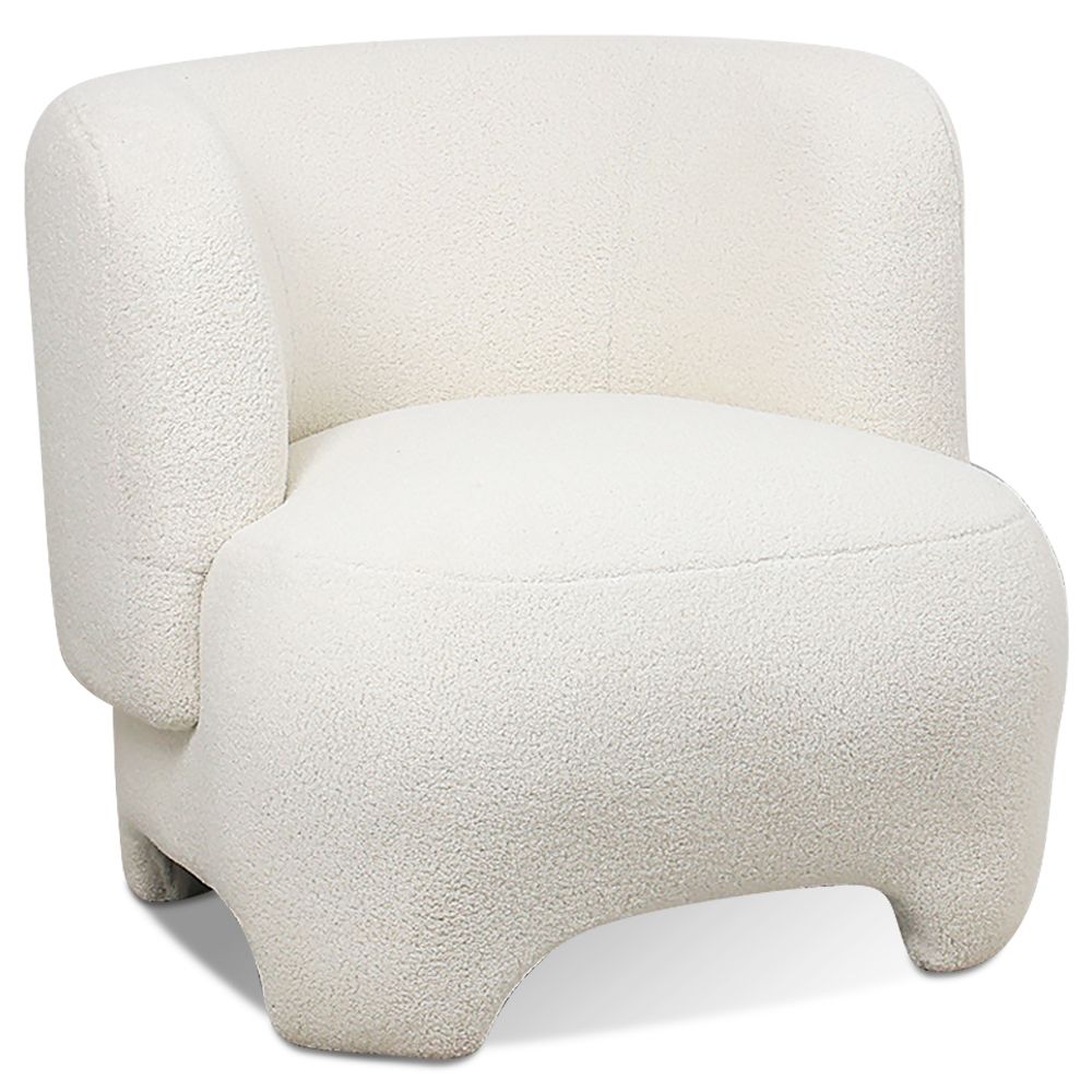  Buy  Upholstered Armchair - Bouclé Fabric Lounge Chair - Janko White 61296 - in the UK