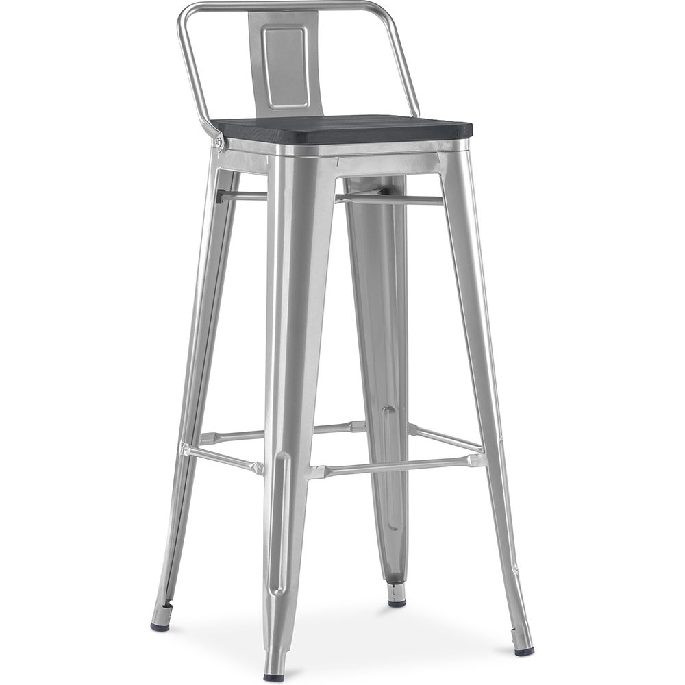  Buy Bistrot Metalix style bar stool with small backrest - Metal and dark wood - 76 cm Steel 59693 - in the UK