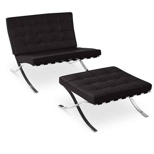  Buy City Armchair with Matching Ottoman - Faux Leather Black 13183 - in the UK