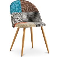 Dining Chair Accent Patchwork Upholstered Scandi Retro Design Wooden Legs - Bennett Amy Multicolour 59933 photo 1 Buy Dining Chair Accent Patchwork Upholstered Scandi Retro Design Wooden Legs - Bennett Amy Multicolour 59933 - in the UK