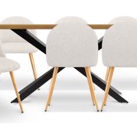 Pack Industrial Wooden Table (220cm) & 8 Bouclé Upholstered Chairs - Bennett White 60558 photo 1 Buy Pack Industrial Wooden Table (220cm) & 8 Bouclé Upholstered Chairs - Bennett White 60558 - in the UK